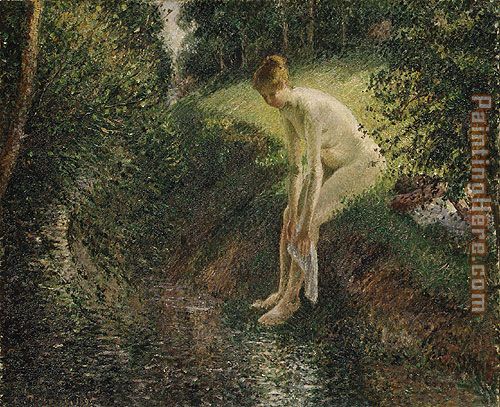 Bather in the Woods painting - Camille Pissarro Bather in the Woods art painting